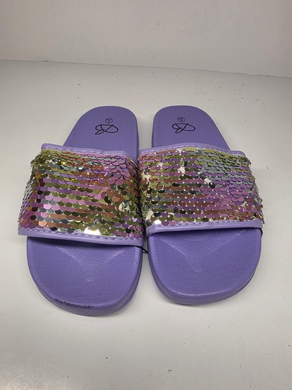 Bobbie Brooks Girls Sandals Slides Sequins PURPLE size S (11/12)